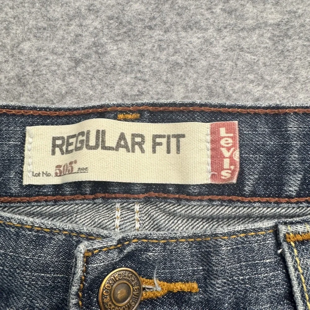 Vintage Y2K Levis 505 Jeans Mens 36x32 Blue Straight Leg Denim  Whiskers Fading